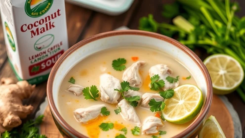 Kycklingsoppa med kokosmjölk som smälter i munnen
