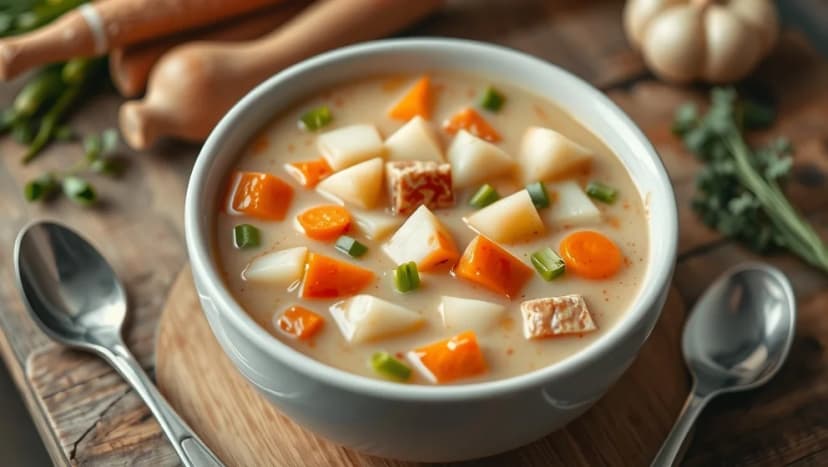 Soppa med potatis, morot och purjolök